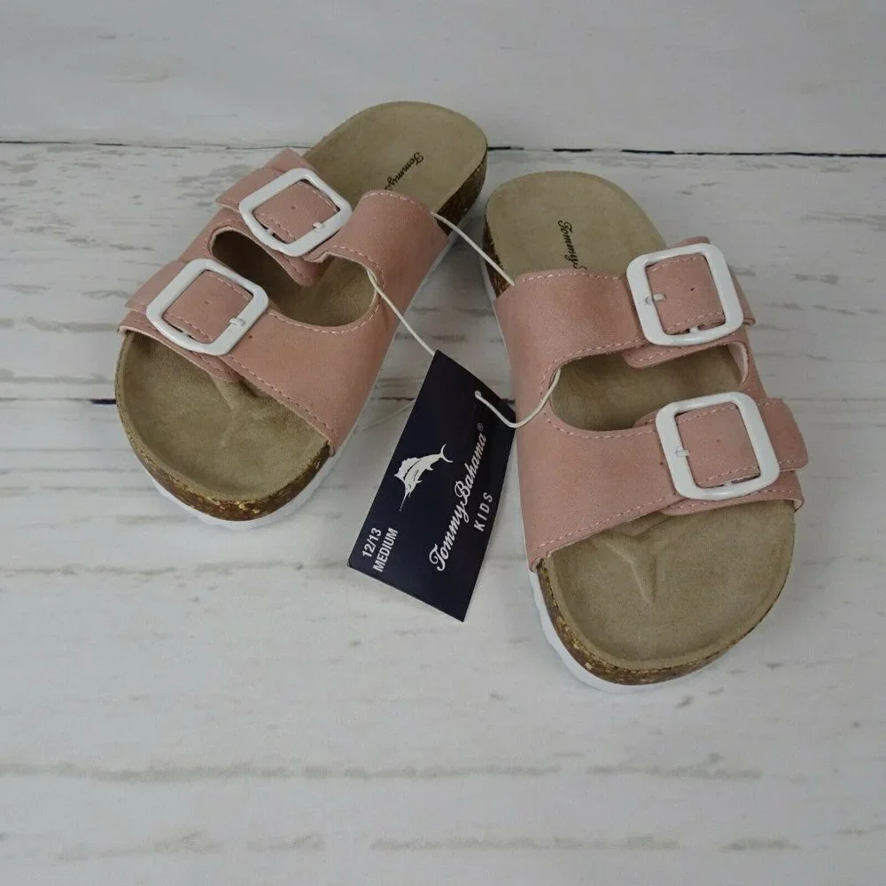Tommy Bahama Girl's Sandals Double Strap Slip-On Shoes Blush Pink NWT M 12/13